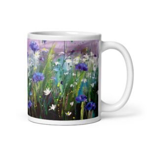 Blue Cornflowers & Daisies Ceramic Mug